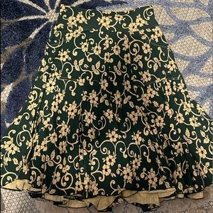Effie’s Heart Green Antique Floral Print Skirt